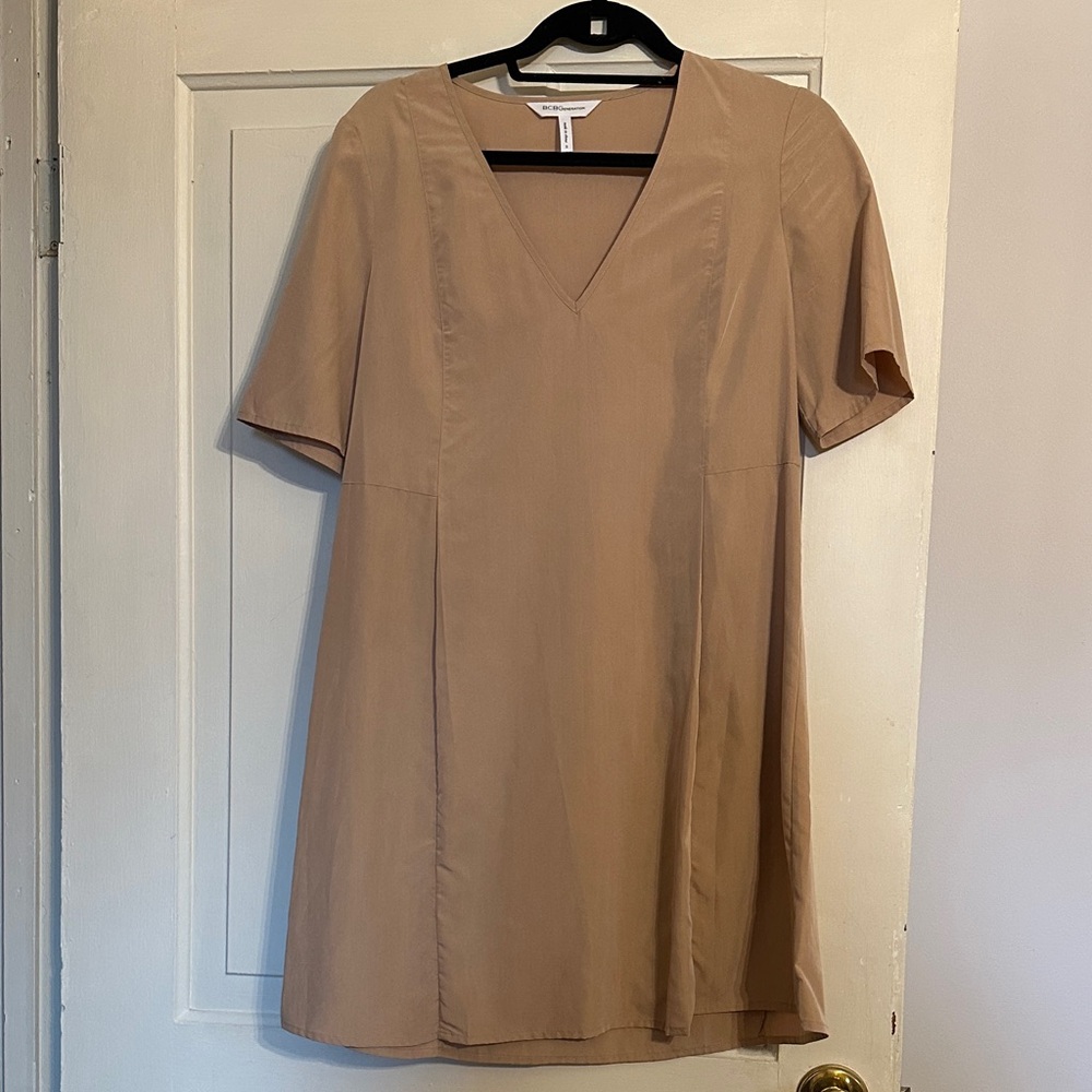 Tan V-Neck Dress
